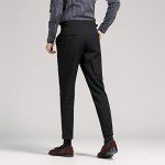 Black High-Waisted Slim Fit Trousers for Men