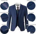 Mrbuerly Men's 3-Piece Navy Blue Suit Set