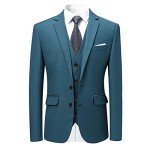 Men's Lake Blue 3-Piece Wedding Suit, Large