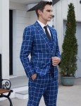 Slim Fit 3-Piece Plaid Suit for Men & Boys