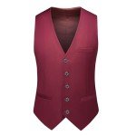 MOGU Men's Slim Fit 3-Piece Tuxedo Suit, Wine