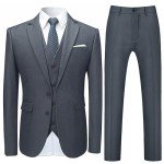 Cloudstyle Men's 3-Piece Gray Formal Dress Suit