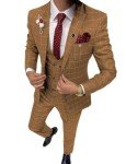 Slim Fit 3-Piece Plaid Suit for Men & Boys