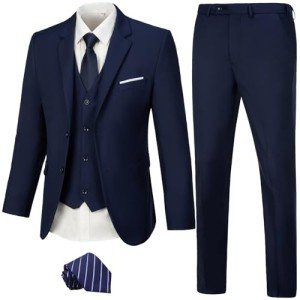 Navy Blue Slim Fit 3-Piece Men's Suit