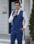 Slim Fit 3-Piece Plaid Suit for Men & Boys