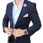 Navy Blue Men’s 3-Piece Plaid Suit Set