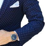 Navy Blue Men’s 3-Piece Plaid Suit Set