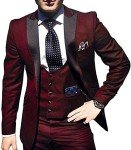 Men's Burgundy 3-Piece Dress Suit Set