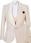 Beige Slim Fit 3-Piece Men’s Suit Set