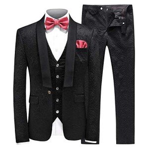 Men’s Slim Fit 3-Piece Casual Dress Suit - Black