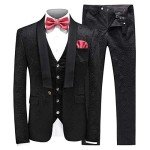 Men’s Slim Fit 3-Piece Casual Dress Suit - Black