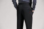 Black High-Waisted Slim Fit Trousers for Men
