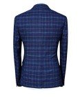 Slim Fit Blue Plaid 3-Piece Suit for Men
