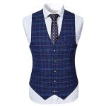 Slim Fit Blue Plaid 3-Piece Suit for Men