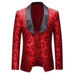 Stylish Red Jacquard Suit Set for Men