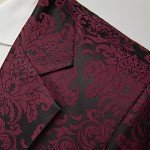 Burgundy Floral 3-Piece Slim Fit Tuxedo Suit