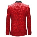 Stylish Red Jacquard Suit Set for Men