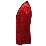 Stylish Red Jacquard Suit Set for Men