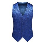 Men's Floral Double Breasted Tuxedo Suit - Blue