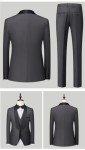 Men's 3-Piece Formal Wedding Suit Set, Black Red