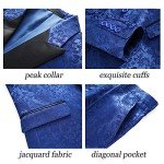 Men's Floral Double Breasted Tuxedo Suit - Blue