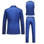 Men's Floral Double Breasted Tuxedo Suit - Blue