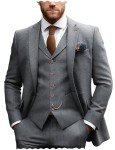 Classic Men's 3 Piece Tweed Suit – Grey