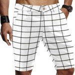 Men's Slim Fit Stretchy Plaid Chino Shorts