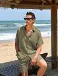 COOFANDY Men's Linen Suit Shirt and Shorts Set