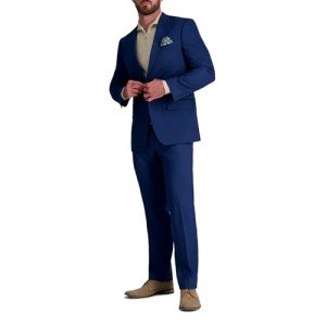 Haggar Men's Blue Classic Fit Dress Pants
