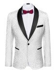 Men's Floral Slim Fit Tuxedo Jacket - White