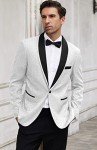 Men's Floral Slim Fit Tuxedo Jacket - White