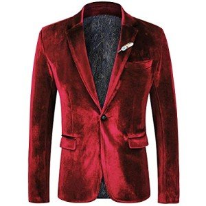Men's Slim Fit Red Velvet Tuxedo Blazer