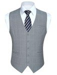 HISDERN Men's Slim Fit Plaid Suit Vest
