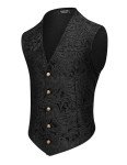 COOFANDY Men's Black Slim Fit Steampunk Vest