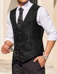 COOFANDY Men's Black Slim Fit Steampunk Vest