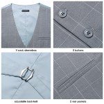 HISDERN Men's Slim Fit Plaid Suit Vest