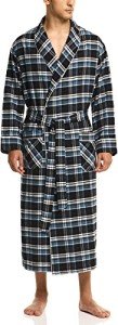 CQR Lightweight Cotton Flannel Plaid Lounge Robe