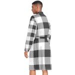 Men's Large V-Neck Plaid Bathrobe and Sleep Shirt