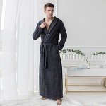 Men’s Dark Grey MicroFleece Hooded Robe, Large