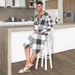 Men's Large V-Neck Plaid Bathrobe and Sleep Shirt