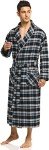CQR Lightweight Cotton Flannel Plaid Lounge Robe