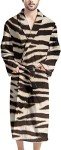 Seanative Men's Extra Long Yellow Zebra Bathrobe