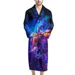 Men's Warm Kimono Robe with Pockets - Galaxy