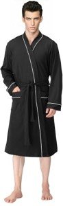 Men's Black Cotton Knit Bathrobe by NY Threads