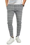 GINGTTO Men's Slim Fit Plaid Chinos - Grey 32