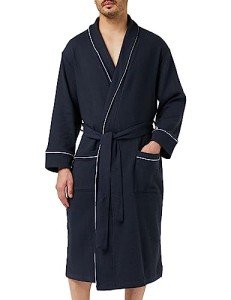 Men's Waffle Shawl Robe - Navy, M/L