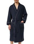 Men's Waffle Shawl Robe - Navy, M/L