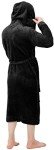 Men's Plush Hooded Fleece Bathrobe - Black