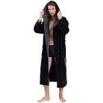 Men's Lightweight Hooded Black Bathrobe - Large
